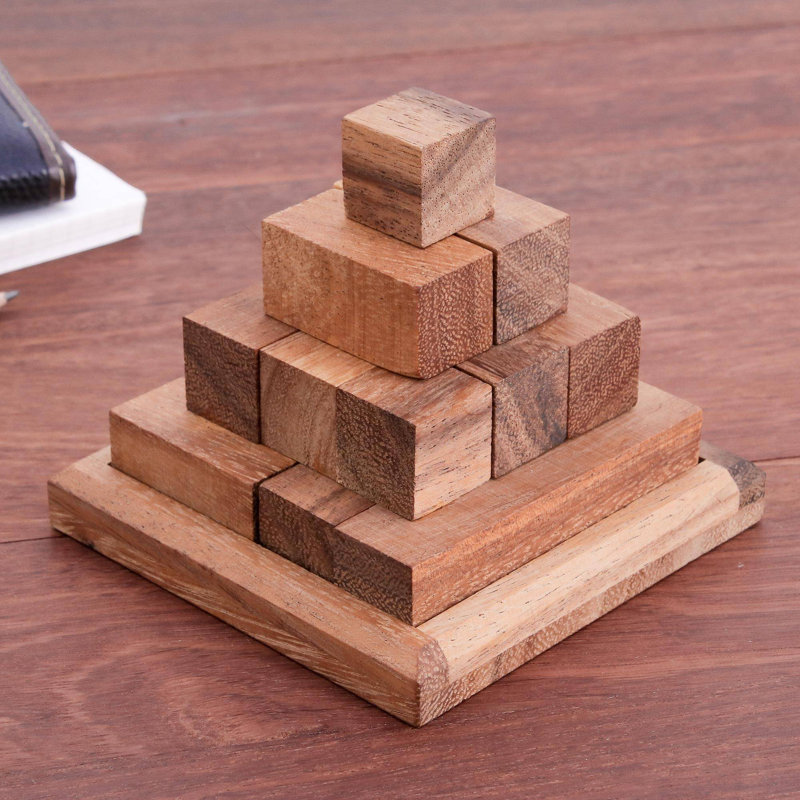 Union Rustic Jaycee 6 Piece Block Pyramid Wood Puzzle Set Wayfair